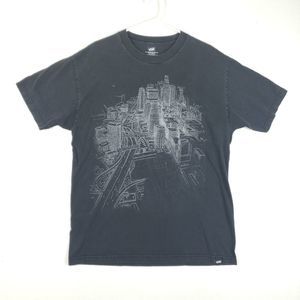 Vans Shirt Mens Large Black City Graphic Casual Short Sleeve Skate Thrasher